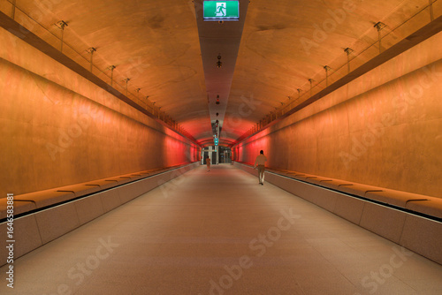 Photography Martin Place Tunnel in Sydney showing one of the colour variations it displays