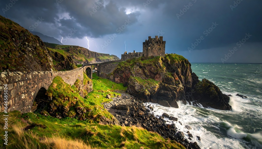 Fototapeta premium Stormy castle by the sea