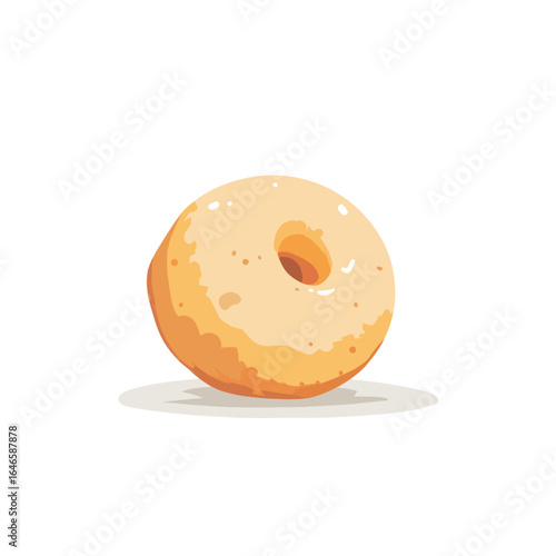 Cartoon donut with a light beige glaze and a soft shadow beneath it