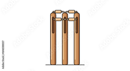 Cricket Wicket with Bails - A Minimalist Illustration of the Game's Essential Equipment