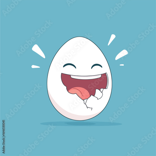 Cartoon Egg Character Bursting with Laughter and Joyful Expression