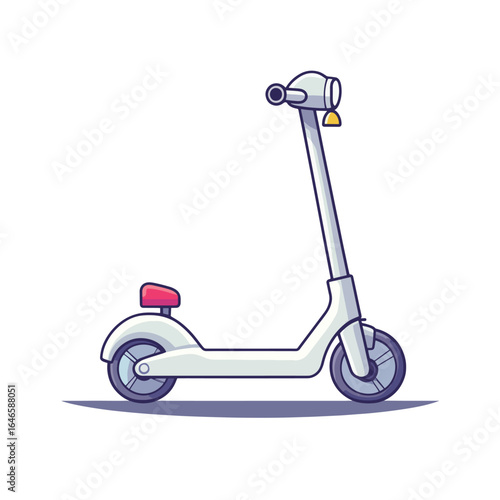 Cartoon electric scooter with red seat and headlight isolated on transparent background