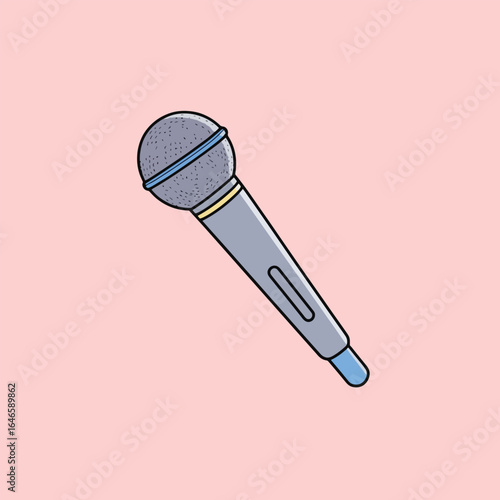 Cartoon Microphone with Blue Accents and Detailed Texture on Head