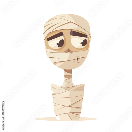Cartoon Mummy Figure with Concerned Expression