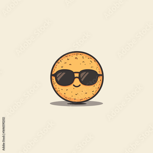 Cartoon orange character with a cool expression wearing dark sunglasses