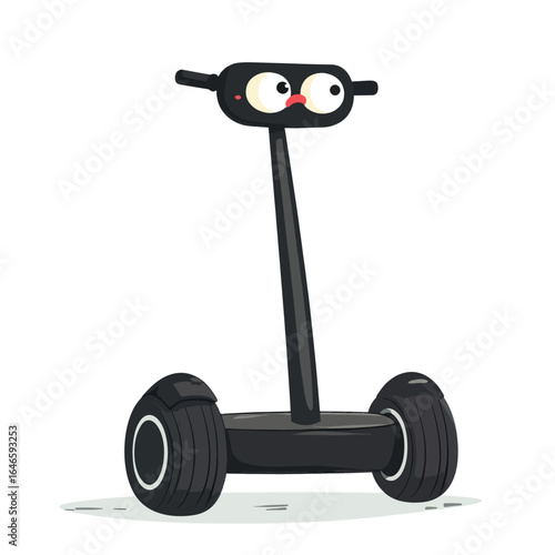 Cartoon SelfBalancing Scooter with Expressive Face and Tire Details