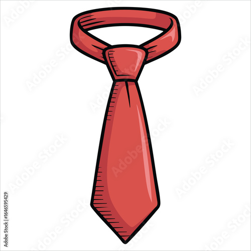 playful crimson necktie vector art isolated white