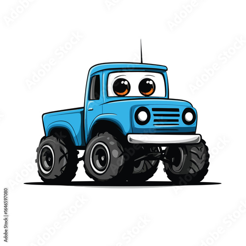 Charming Cartoon Blue Monster Truck with Big Eyes