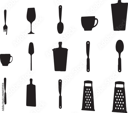 Kitchen utensils and tableware fork wine glass