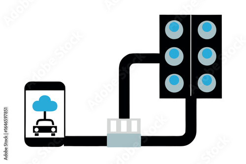 Connected devices illustrating cloud data transfer from car to multiple outputs technology