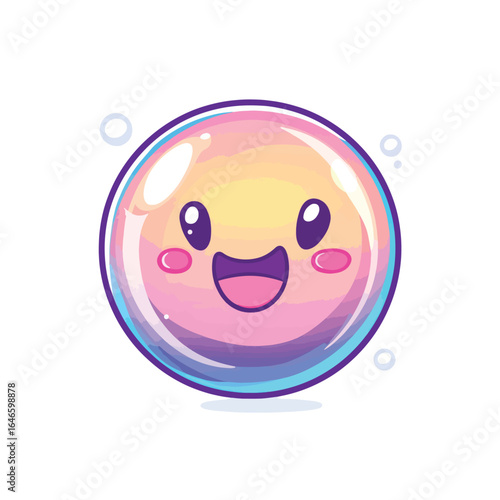 Cheerful Cartoon Bubble with Smiling Face and Colorful Gradient Design