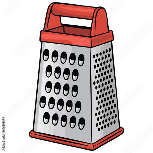 rustic red kitchen grater tool vector art isolated white