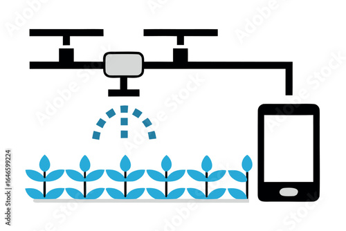 Drone Spraying Crops Controlled by Smartphone in Precision Agriculture farming smart farming