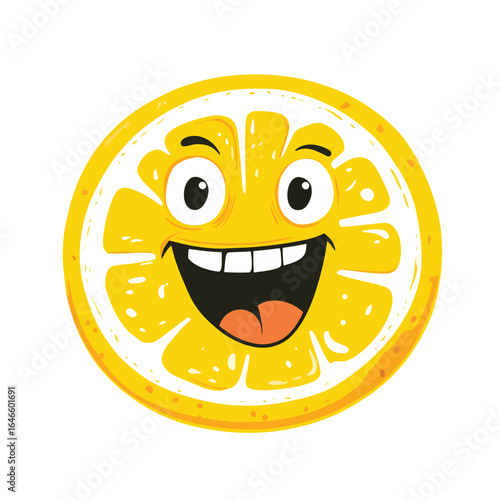 Cheerful Cartoon Lemon Slice with a Joyful Expression (1)