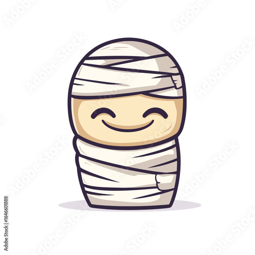 Cheerful Cartoon Mummy Character with Wrapped Bandages