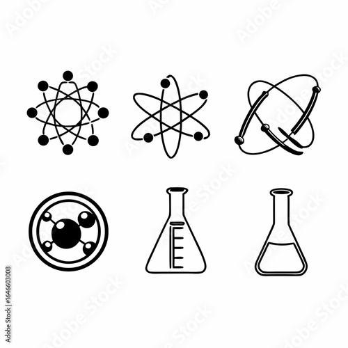 Illustration of science and chemistry elements isolated on white background for education