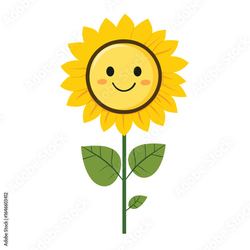 Cheerful Cartoon Sunflower with a Happy Face
