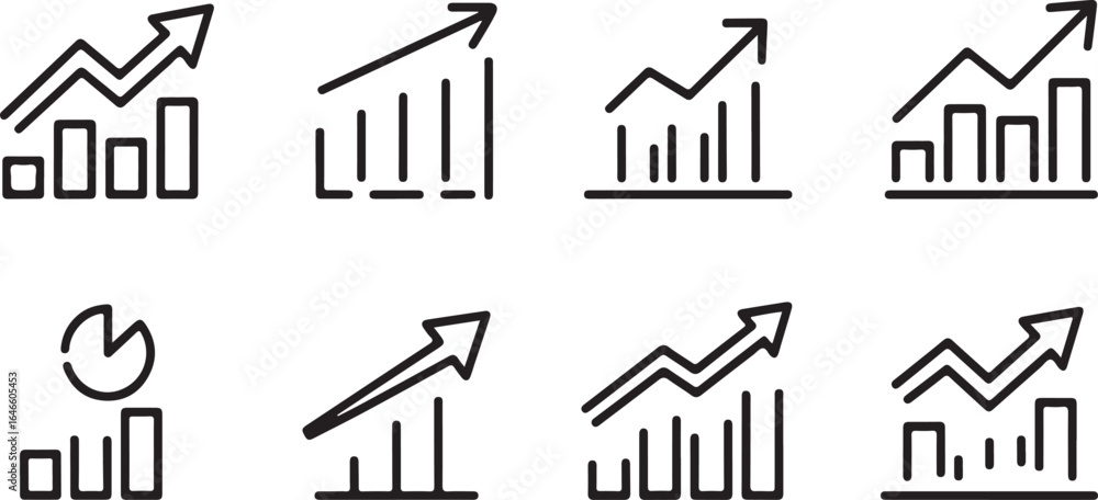 Profit & Progress Chart Vector Icons – Business Growth and Success Symbols Profit & Progress Chart Vector Icons – Business Growth and Success Symbols