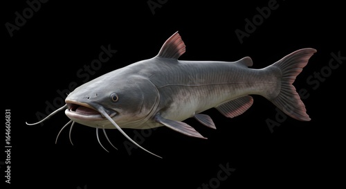 Detailed Realistic Rendered Isolated Channel Catfish Swimming Up Close Illustration