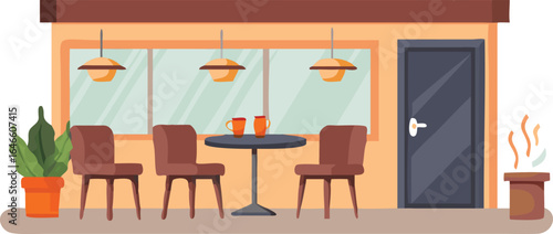 A restaurant interior featuring neatly arranged chairs and tables for dining.