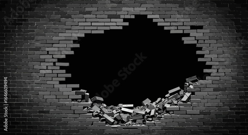 Destroyed Brick Wall Vector Illustration