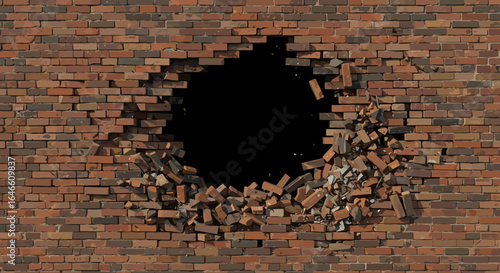 Destroyed Brick Wall Vector Illustration
