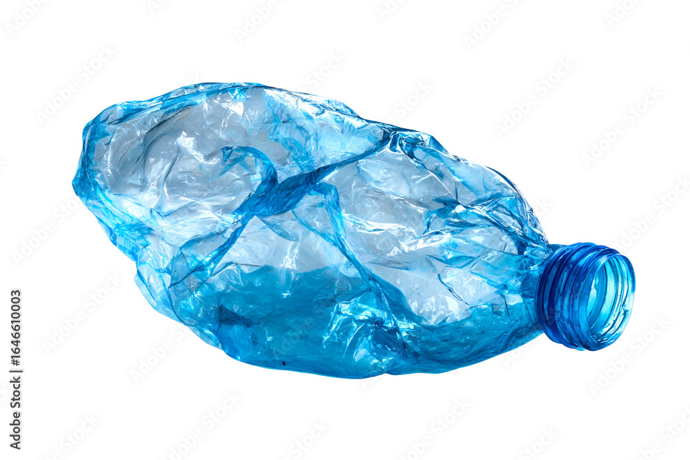 Fototapeta premium Crushed Blue Plastic Bottle Recycling Waste