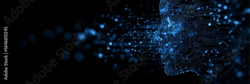 ABSTRAKTER KOPF AUS DATENPUNKTEN, KI-VISUALISIERUNG