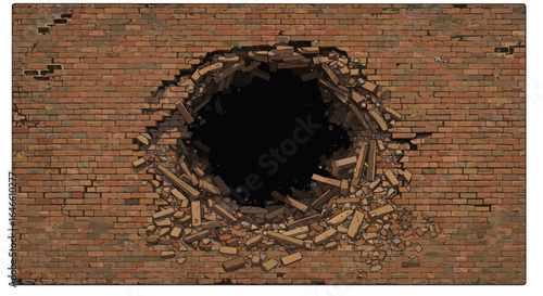 Destroyed Brick Wall Vector Illustration