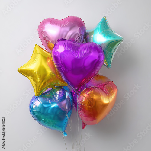 Colorful Foil Balloons: Hearts and Stars Celebration