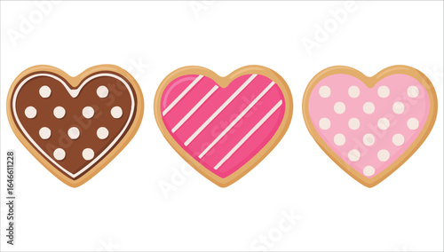 realistic Valentine's day dessert set vector graphic plain