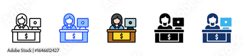 Bank Teller Icon Collection With Multiple Styles