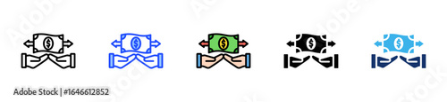 Money Transfer Icon Collection With Multiple Styles