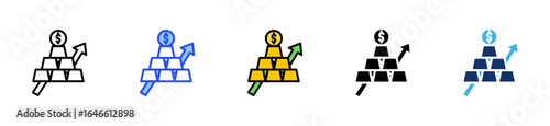 Gold Investment Icon Collection With Multiple Styles