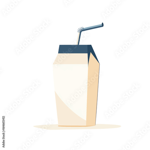 Creamy beverage carton with a blue top and a blue bendy straw
