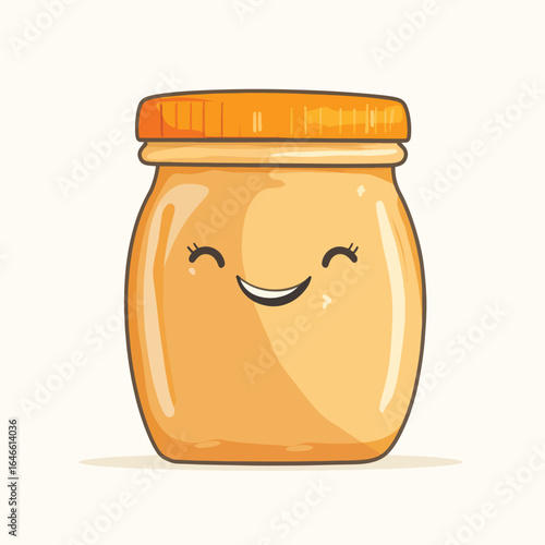 Cute Cartoon Jar of Honey or Jam with a Happy Expression