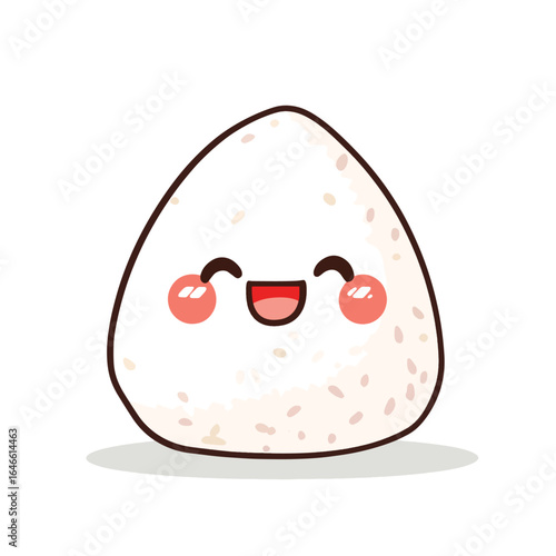 Cute Cartoon Rice Ball with a Happy Expression