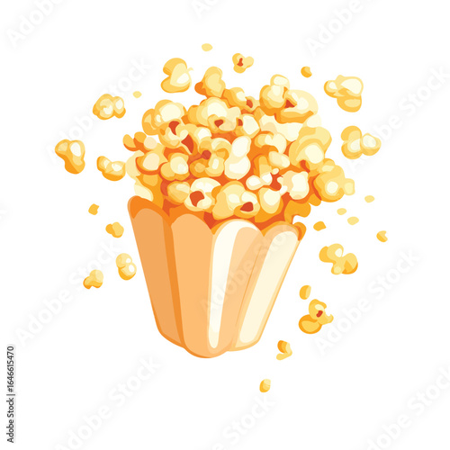 Delicious Popcorn Overflowing from a Classic Orange and White Container