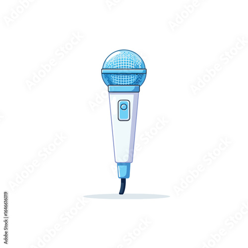 Detailed Illustration of a Modern Blue and White Microphone Design