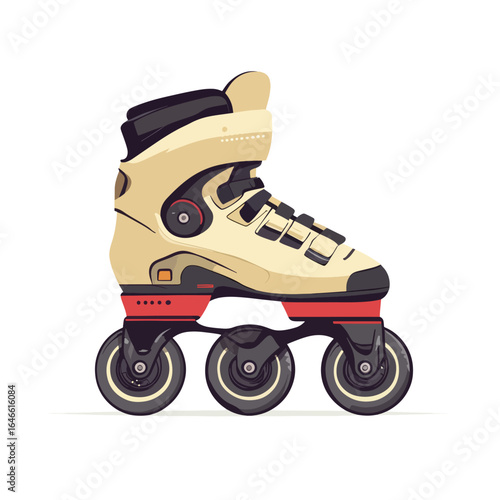 Detailed Side View of a Modern Inline Skate with Three Wheels