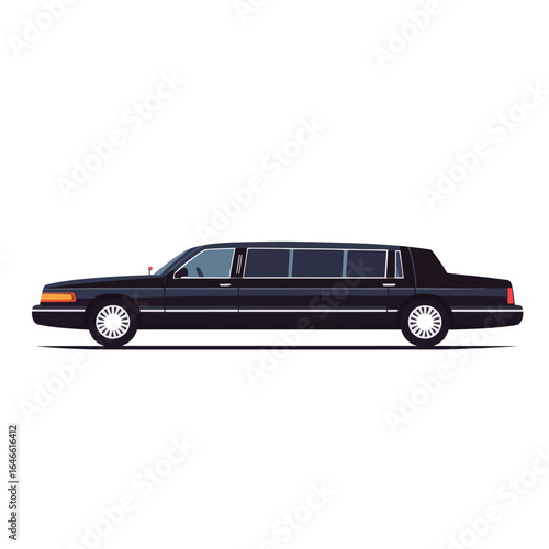 Elegant Black Limousine in Profile View