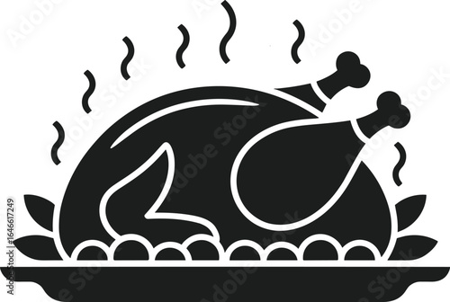 Steaming Roast Turkey Silhouette Vector for Holiday Dinner