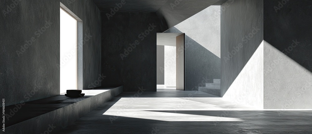 Fototapeta premium Modern concrete interior with natural light