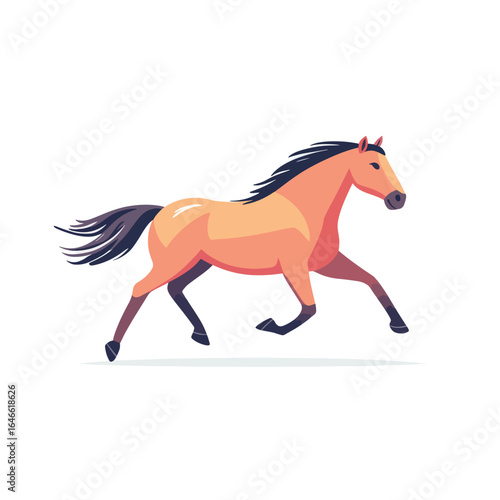 Graceful Running Horse Depicted in a Vibrant Stylized Illustration