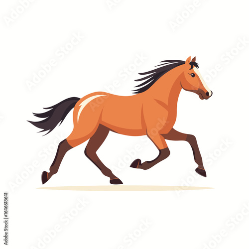 Graceful Running Horse Depicted in Vibrant Orange and Brown Tones