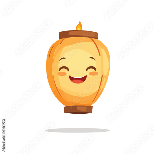 Happy Cartoon Lantern with a Small Flame and a Joyful Expression