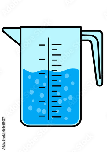 Blue Liquid in a Graduated Measuring Jug or Beaker