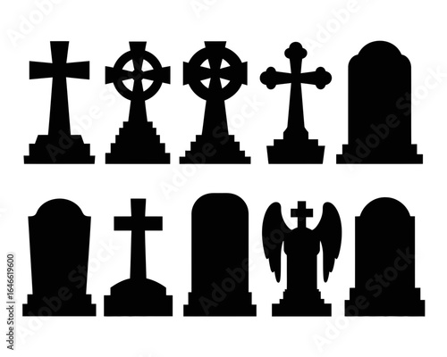 Collection of gravestone silhouettes