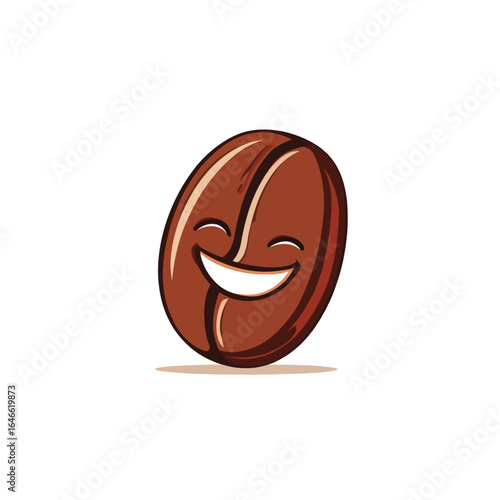 Joyful Cartoon Coffee Bean with Wide Grin