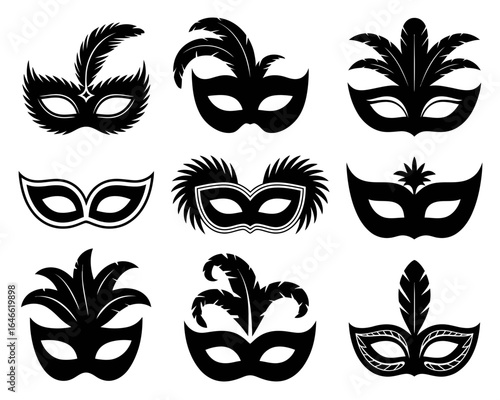 Collection of decorative masks silhouette